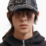 PAM DISTRESSED URCHIN TAG BASEBALL CAP - BLACK WASH