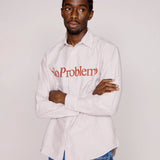 NO PROBLEMO LS STRIPED OXFORD SHIRT - RED