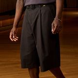 LOWF KYOTO BOX PLEAT SHORTS - BLACK