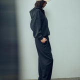 SEVA MONT VINTAGE HALF ZIP HOODIE - WASHED BLACK