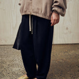 SEVA MONT WOOL RELAXED TAPERED PANT - BLACK