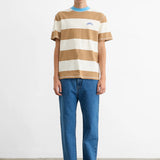 EDMMOND STUDIOS STRIPED TOP BROWN TSHIRT - BROWN