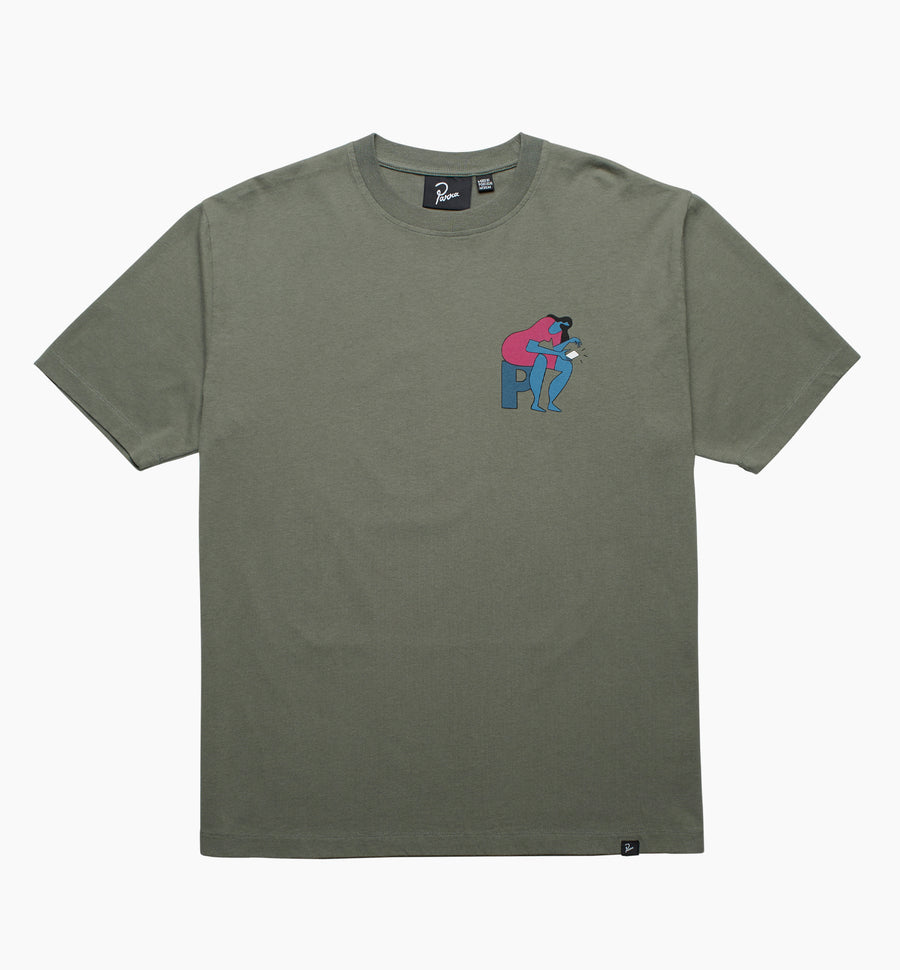 BY PARRA INSECURE SS TSHIRT - GREYISH GREEN