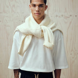 SEVA MONT WAFFLE 3/4 SLEEVE CREWNECK SHIRT - OFF WHITE