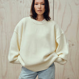 SEVA MONT KNITTED CREW NECK SWEATER - CREAM