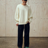 SEVA MONT RELAXED STRIPE SUIT PANT - BLACK / OFF WHITE