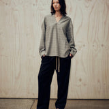 SEVA MONT RELAXED STRIPE SUIT PANT - BLACK / OFF WHITE