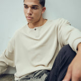 SEVA MONT WAFFLE HENLEY LS SHIRT - OATMEAL