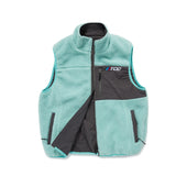 THE CAR COMPANY REVERSIBLE SHERPA VEST - TURQUOISE / DARK GREY