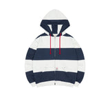 ALFRED'S APT HIGHWAY STRIPE ZIP UP HOOD - NAVY / WHITE