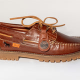 1ST PRODUCT + WILD RHINO PEAKED 3 EYE LUG MOC BOAT - COGNAC