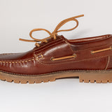 1ST PRODUCT + WILD RHINO PEAKED 3 EYE LUG MOC BOAT - COGNAC