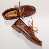 1ST PRODUCT + WILD RHINO PEAKED 3 EYE LUG MOC BOAT - COGNAC