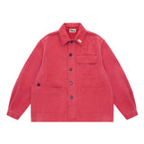 COLOUR PLANE MOLESKIN FRENCH CHORE JACKET - FROMBASIE RED