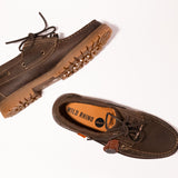 1ST PRODUCT + WILD RHINO PEAKED 3 EYE LUG MOC BOAT - DARK BROWN