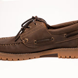 1ST PRODUCT + WILD RHINO PEAKED 3 EYE LUG MOC BOAT - DARK BROWN