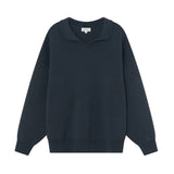 SEVA MONT KNITTED POLO SWEATER - NAVY
