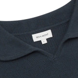 SEVA MONT KNITTED POLO SWEATER - NAVY