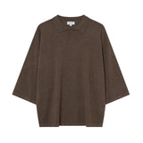 SEVA MONT 3/4 KNIT POLO - CHOCOLATE