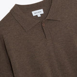 SEVA MONT 3/4 KNIT POLO - CHOCOLATE
