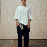 SEVA MONT WOOL RELAXED TAPERED PANT - BLACK