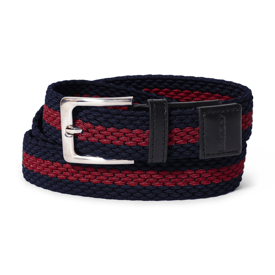 BUTTER BRAIDED BELT  - NAVY / RED