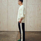 SEVA MONT RELAXED STRIPE SUIT PANT - BLACK / OFF WHITE