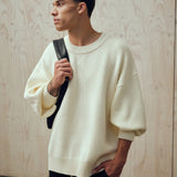 SEVA MONT KNITTED CREW NECK SWEATER - CREAM
