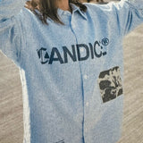CANDICE + CREMATE STRIPED OXFORD LS BUTTON SHIRT - BLUE