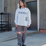 CANDICE + CREMATE STRIPED OXFORD LS BUTTON SHIRT - BLUE