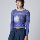 CANDICE MANE MESH TOP - BLUE