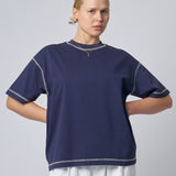CANDICE CONTRAST SS TSHIRT - NAVY