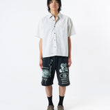 CANDICE ENTREE OXFORD STRIPE SS SHIRT - GREEN