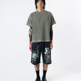 CANDICE CONTRAST SS TSHIRT - SAGE