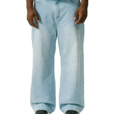 COLOUR PLANE 13.5oz WASHED PAINT SPLAT DENIM - LIGHT BLUE