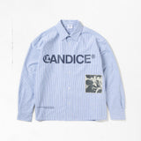 CANDICE + CREMATE STRIPED OXFORD LS BUTTON SHIRT - BLUE