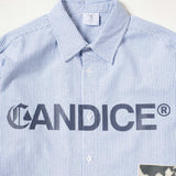 CANDICE + CREMATE STRIPED OXFORD LS BUTTON SHIRT - BLUE