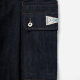 COLOUR PLANE INDIGO DENIM MONKEY CARGO SHORTS - DARK BLUE