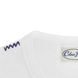 COLOUR PLANE WAFFLE KNIT HENLEY - WHITE