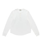 COLOUR PLANE WAFFLE KNIT HENLEY - WHITE
