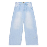 COLOUR PLANE 13.5oz WASHED PAINT SPLAT DENIM - LIGHT BLUE