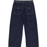 COLOUR PLANE WASHED DUNGAREE DENIM JEANS - DARK INDIGO BLUE