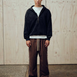 SEVA MONT VINTAGE HALF ZIP HOODIE - WASHED BLACK
