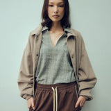 SEVA MONT CANVAS V-NECK PLAID LS SHIRT - BROWN PLAID