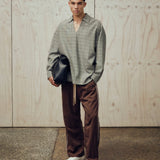 SEVA MONT CANVAS V-NECK PLAID LS SHIRT - BROWN PLAID