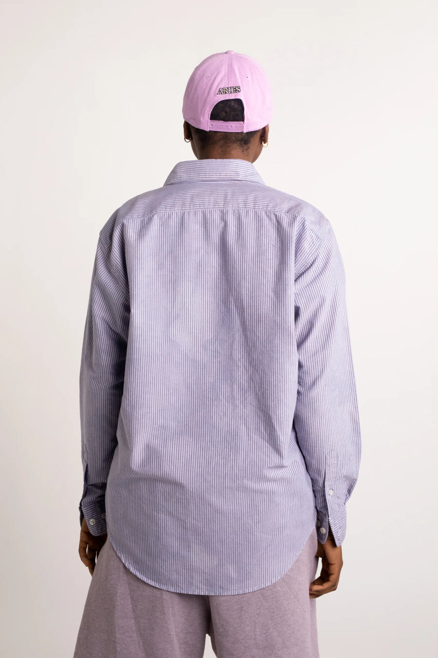 ARIES OVERDYED OXFORD STRIPE LS SHIRT - LILAC