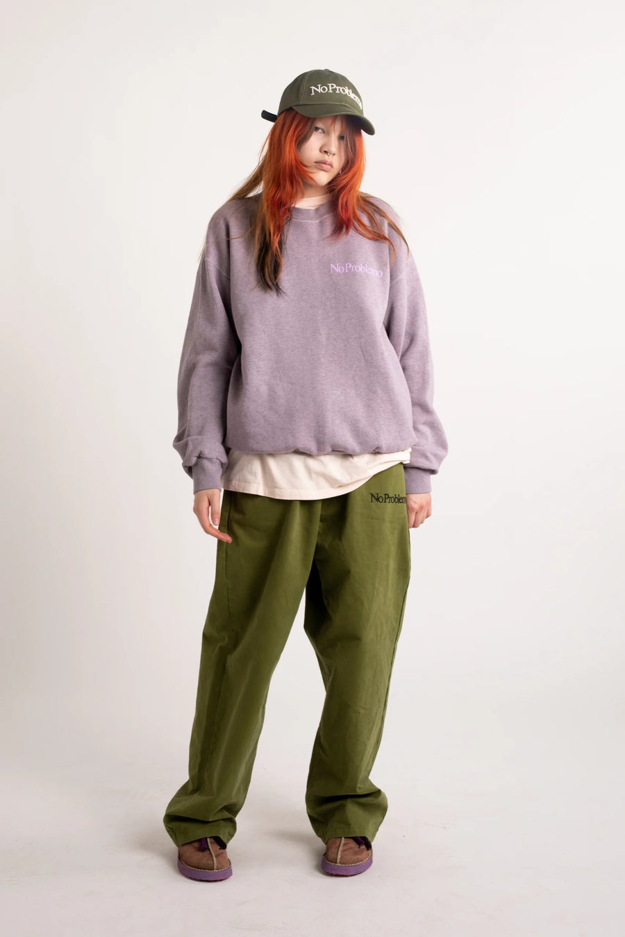 ARIES OVERDYED MELANGE MINI PROBLEMO SWEATSHIRT - LILAC MARL