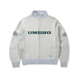 UMBRO + BUTTER DIAMOND ZIP-THROUGH KNITTED JACKET - GREY