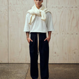 SEVA MONT RELAXED STRIPE SUIT PANT - BLACK / OFF WHITE
