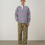 GRAMICCI LANGDON RUGBY SHIRT - HEATHER GREY / LAVENDER